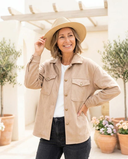 ExpressOutlet24 - Denid | Sueded Button-Up Jacket Women