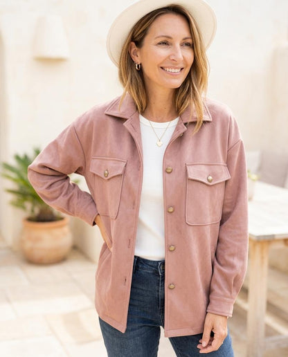 ExpressOutlet24 - Denid | Sueded Button-Up Jacket Women