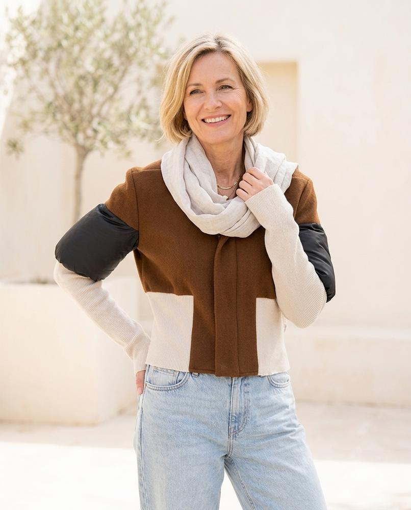 ExpressOutlet24 - Kehom | Color-Blocked Mixed-Media Jacket Women