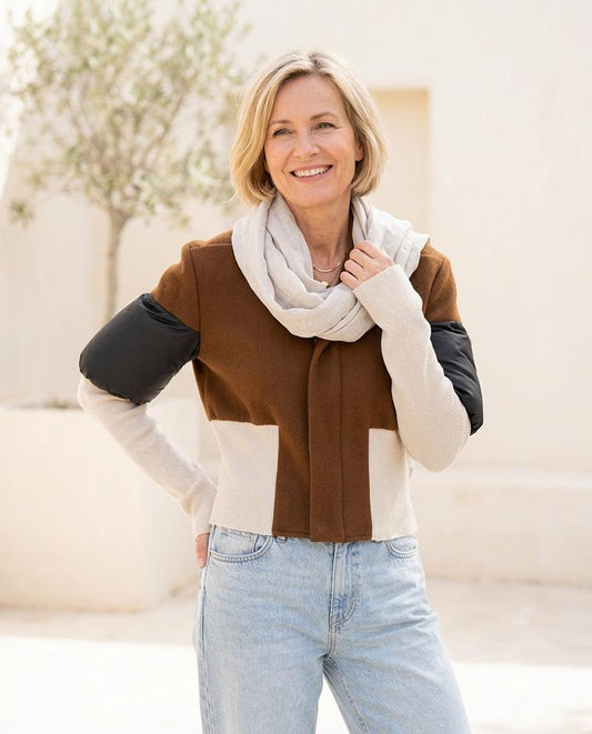 ExpressOutlet24 - Kehom | Color-Blocked Mixed-Media Jacket Women