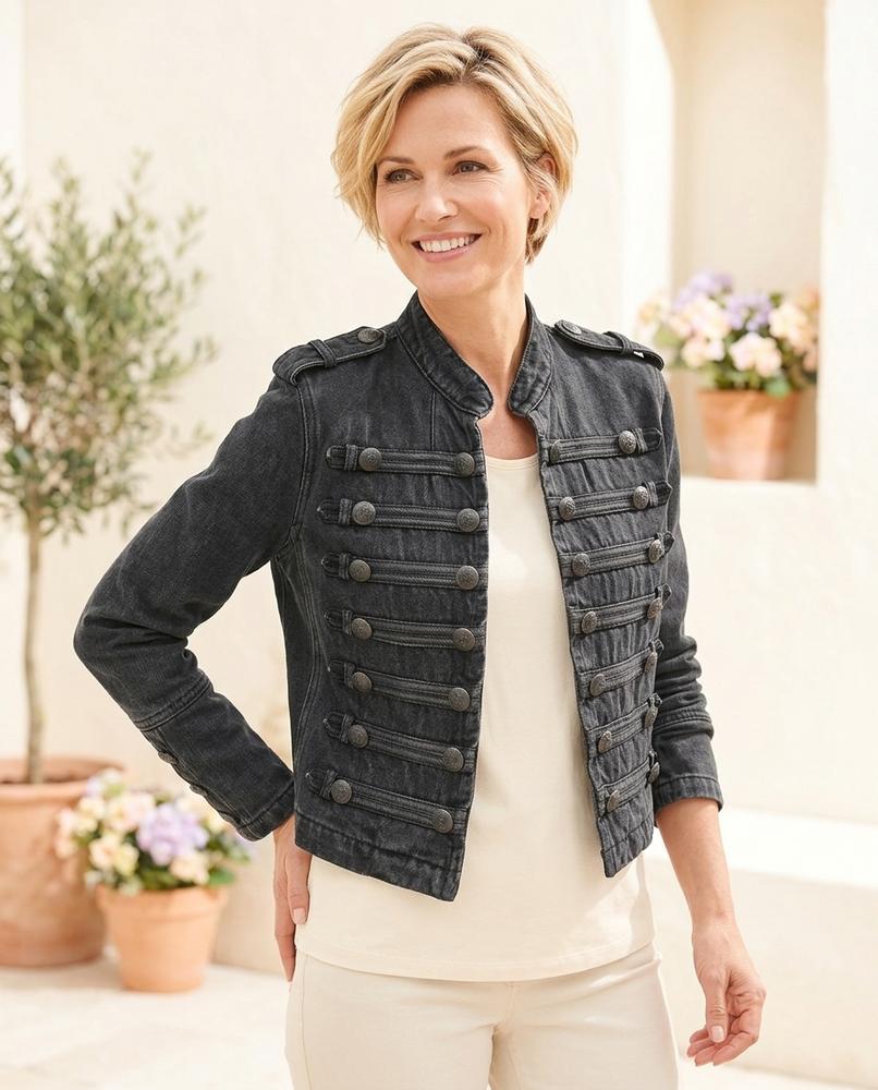 ExpressOutlet24 - Vorer | Military-Style Cropped Denim Jacket Women