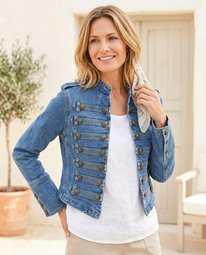 ExpressOutlet24 - Vorer | Military-Style Cropped Denim Jacket Women