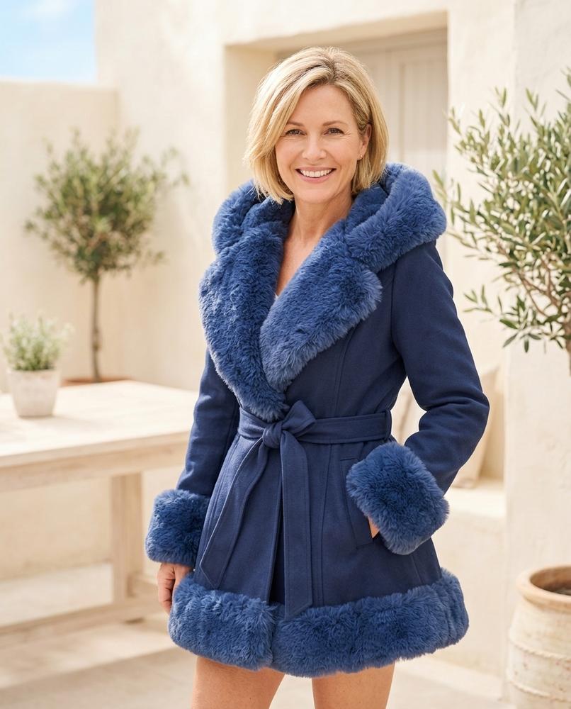 ExpressOutlet24 - Luruv | Faux Fur Trim Belted Coat Women