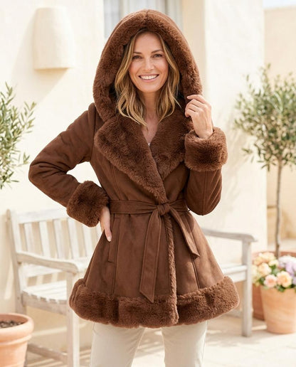 ExpressOutlet24 - Luruv | Faux Fur Trim Belted Coat Women