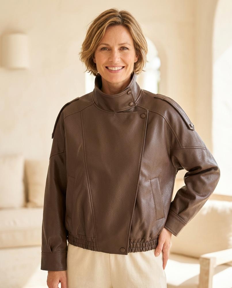 ExpressOutlet24 - Yeked | High-Neck Pebbled Jacket Women