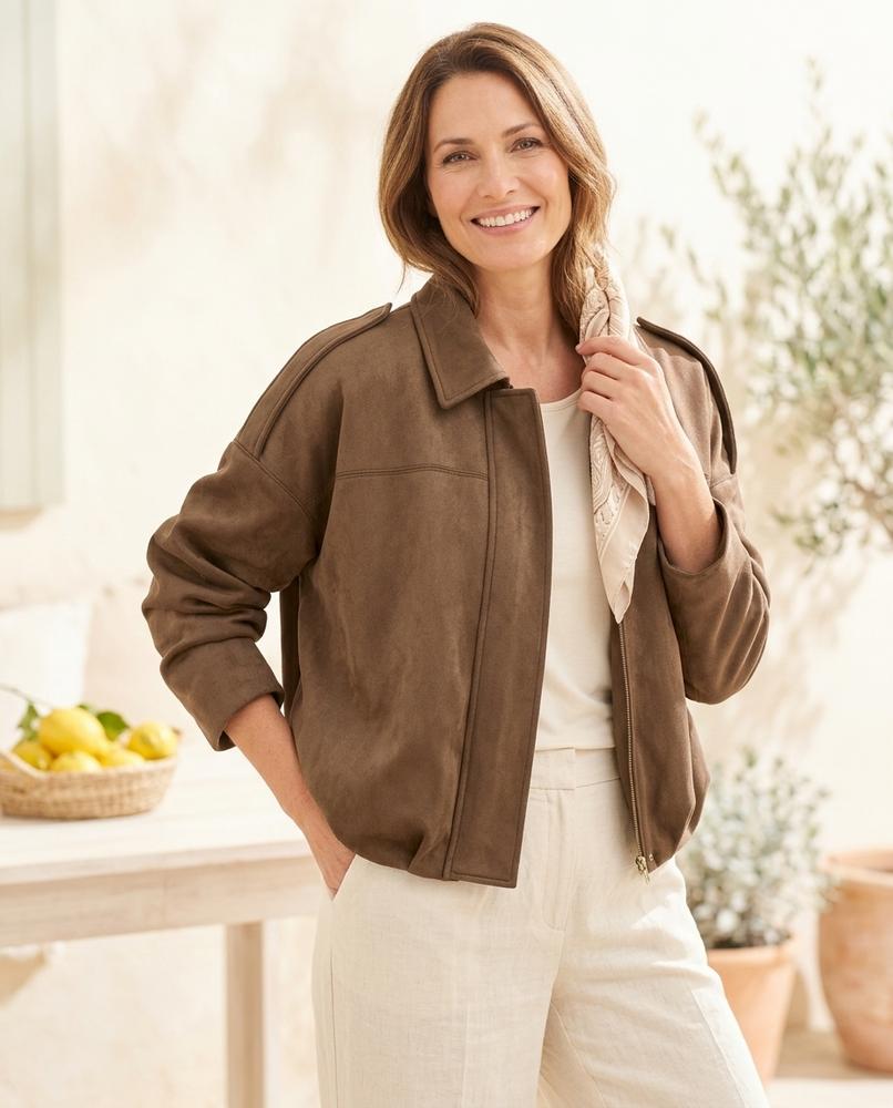 ExpressOutlet24 - Remek | Faux Suede Zip-Up Jacket Women