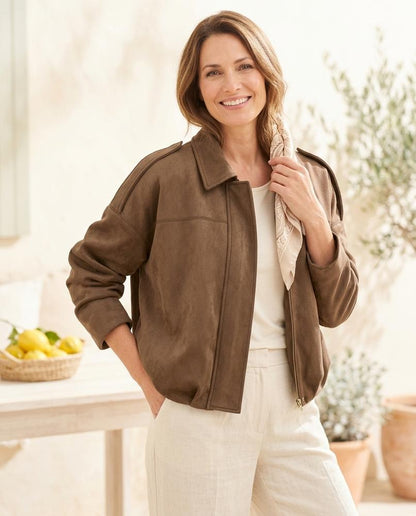 ExpressOutlet24 - Remek | Faux Suede Zip-Up Jacket Women