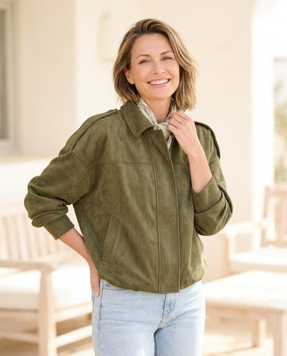 ExpressOutlet24 - Remek | Faux Suede Zip-Up Jacket Women