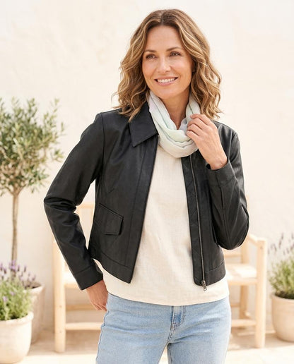 ExpressOutlet24 - Kuzil | Zippered Cropped Jacket Women