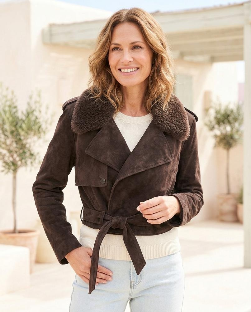 ExpressOutlet24 - Vapad | Suede Belted Leather Jacket Women