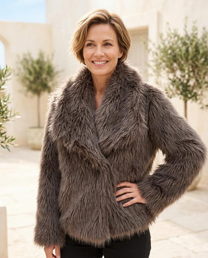 ExpressOutlet24 - Manus | Faux-Fur Lapel-Collar Jacket Women
