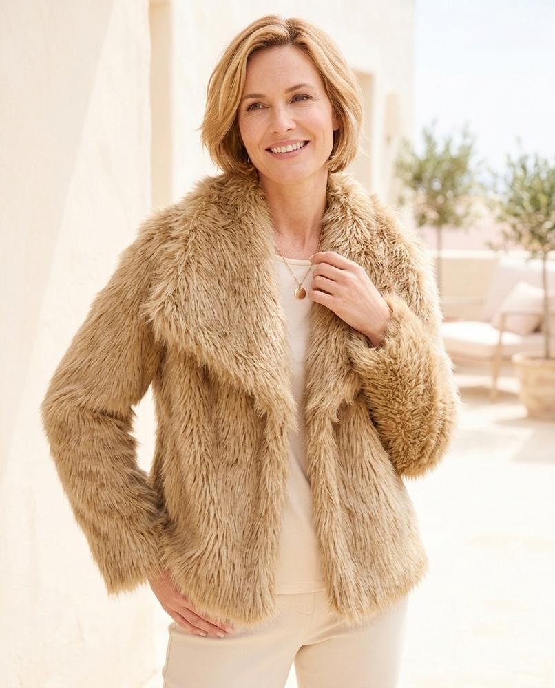 ExpressOutlet24 - Manus | Faux-Fur Lapel-Collar Jacket Women