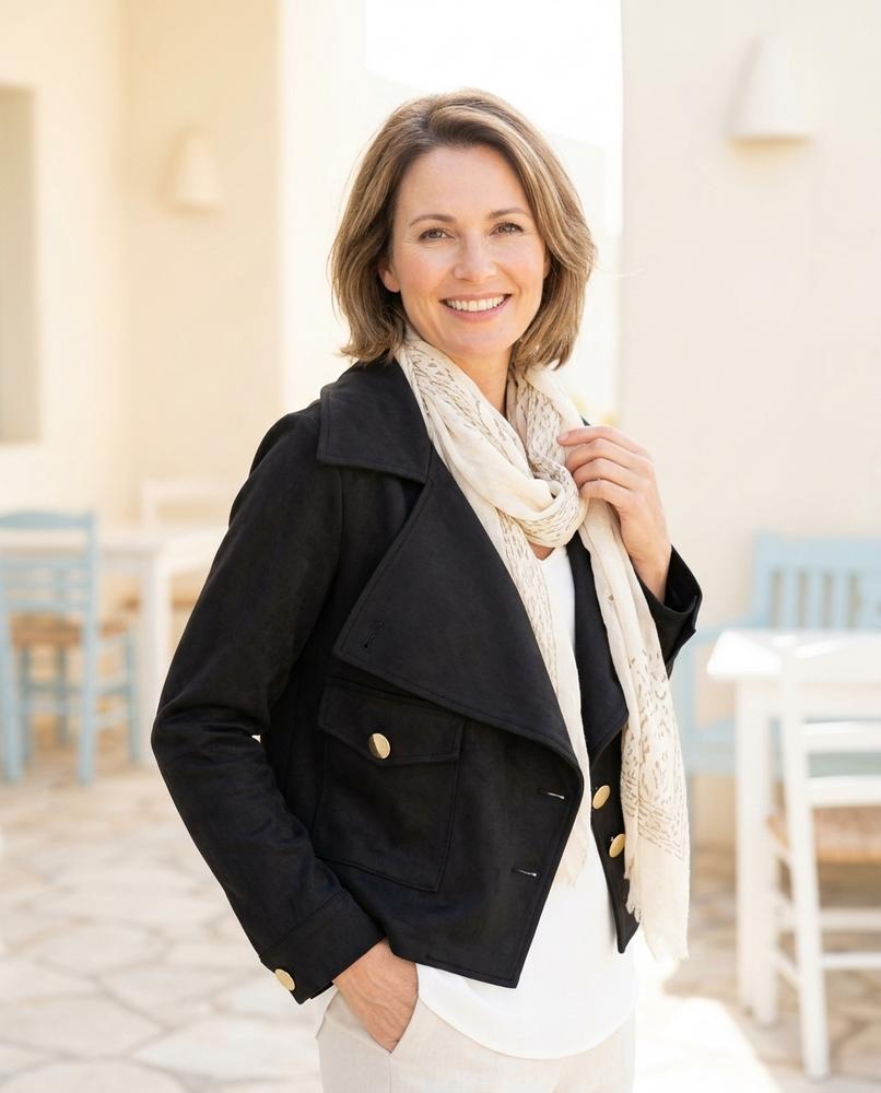 ExpressOutlet24 - Delas | Button-Front Suedette Jacket Women