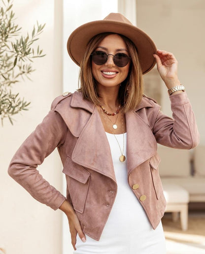 ExpressOutlet24 - Delas | Button-Front Suedette Jacket Women