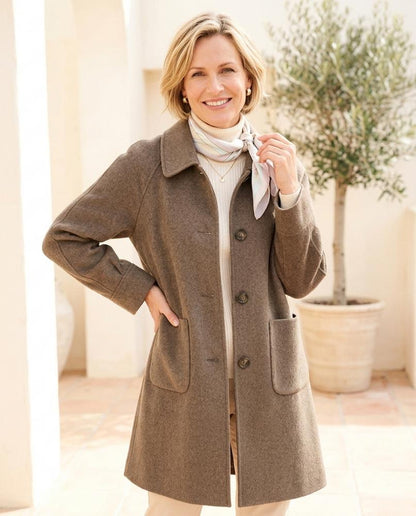 ExpressOutlet24 - Vuman | Herringbone Single-Breasted Coat Women