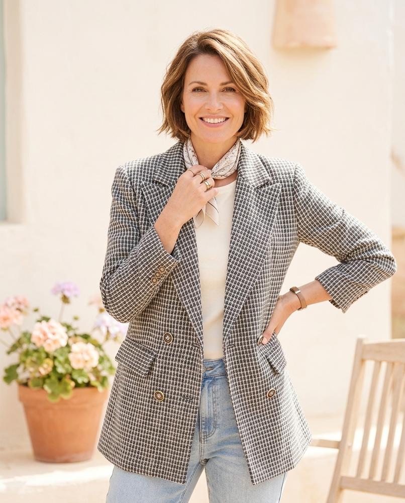 ExpressOutlet24 - Yuvis | Double-Breasted Textured Blazer Women