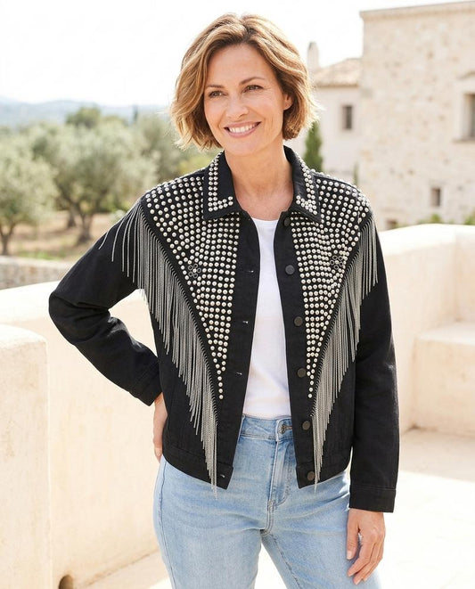 ExpressOutlet24 - Mivud | Studded Fringed Denim Jacket Women