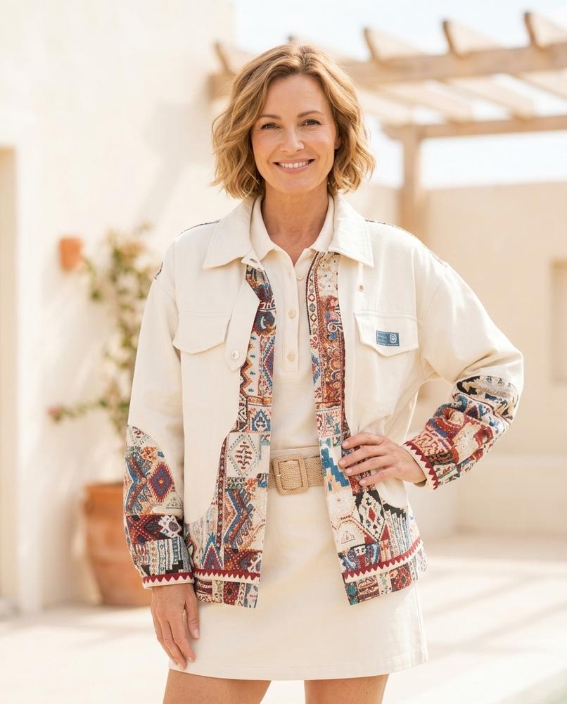 ExpressOutlet24 - Remun | Patterned Collared Jacket Women