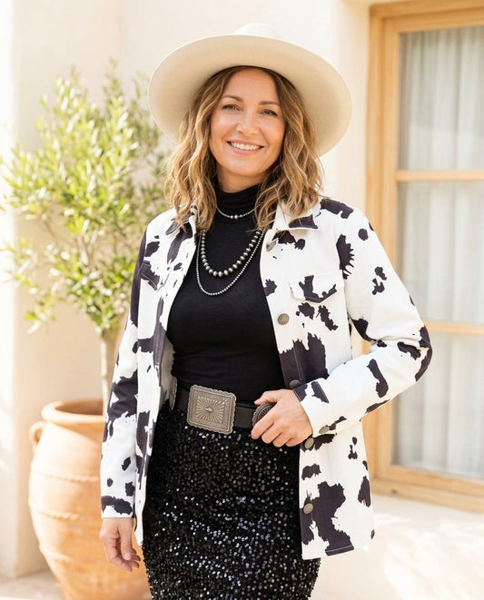 ExpressOutlet24 - Eibov | Cow Print Button-Front Jacket Women