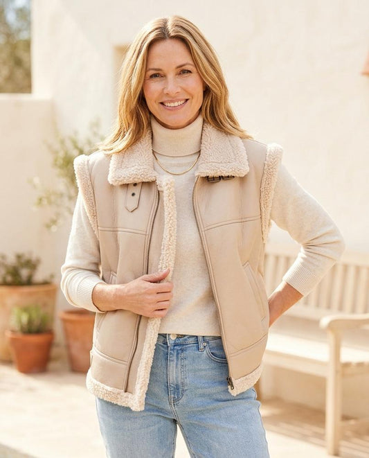 ExpressOutlet24 - Cetus | Sherpa-Lined Faux-Leather Vest Women