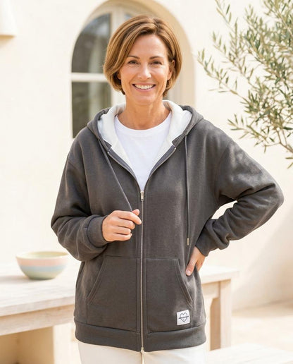 ExpressOutlet24 - Savek | Zip-Up Relaxed-Fit Hoodie Women