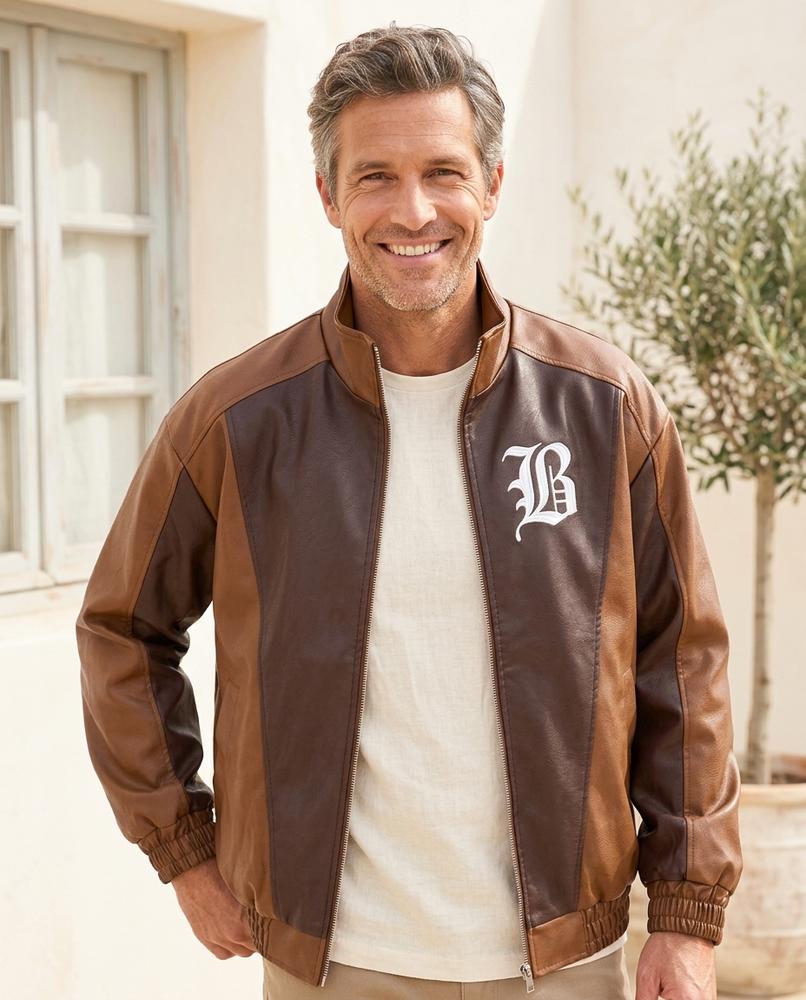 ExpressOutlet24 - Rapil | Two-Tone Zip-Up Leather Jacket Men