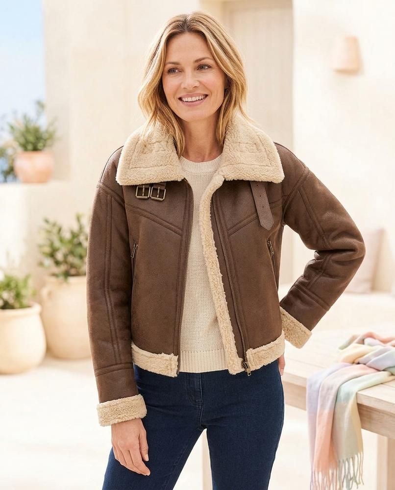 ExpressOutlet24 - Zohel | Shearling-Lined Aviator-Style Jacket Women