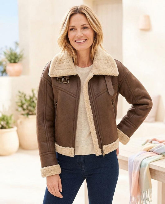 ExpressOutlet24 - Zohel | Shearling-Lined Aviator-Style Jacket Women