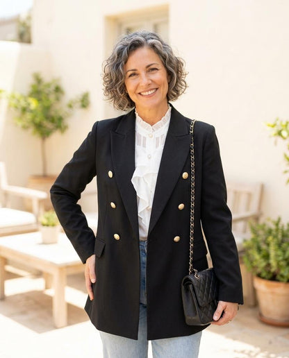 ExpressOutlet24 - Vawos | Double-Breasted Notched Lapel Blazer Women