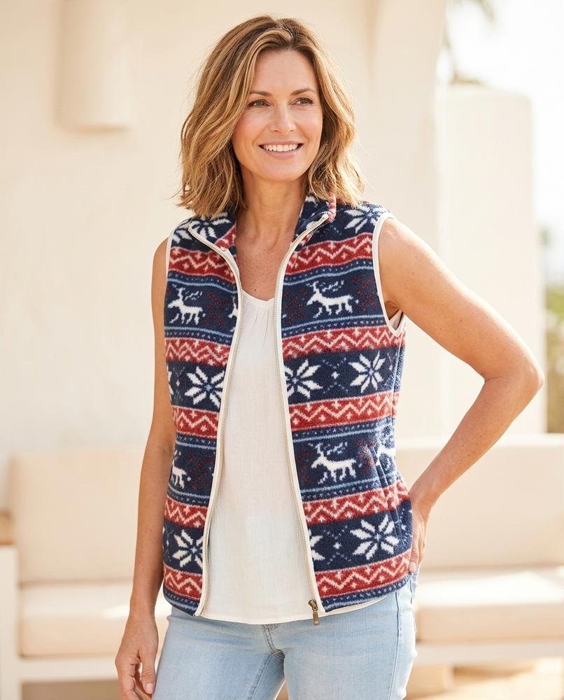 ExpressOutlet24 - Zosel | Fleece Patterned Vest Women