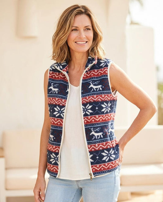 ExpressOutlet24 - Zosel | Fleece Patterned Vest Women